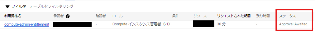 利用資格のステータスが「「Approval Awaited（承認待ち）」に更新