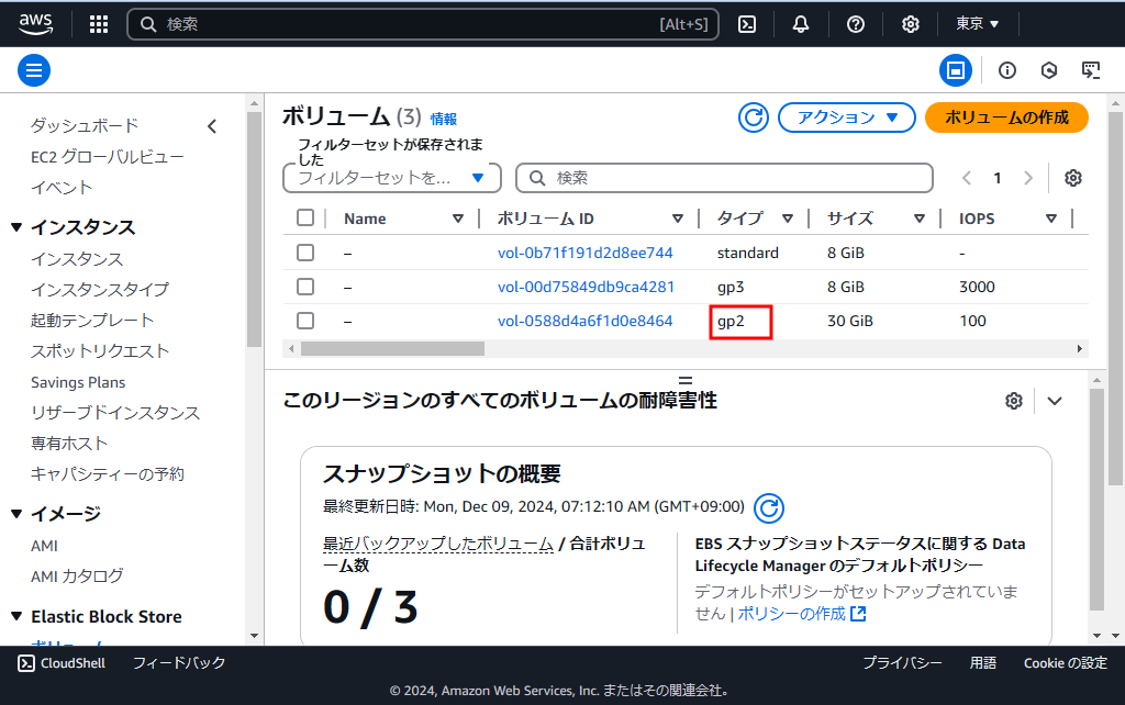AWS Cost Explorer、gp2