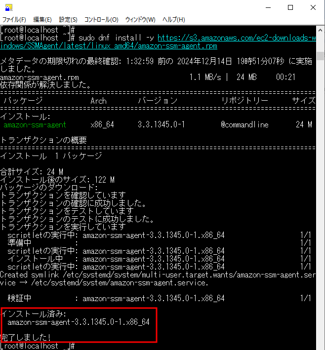 インストールコマンド実行結果