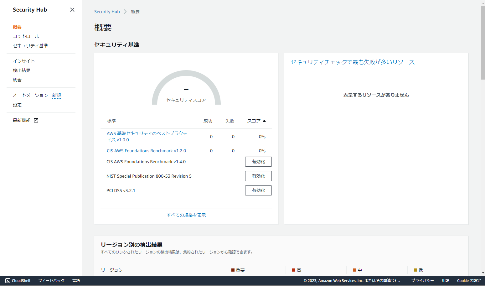 AWS Security Hub コンソール