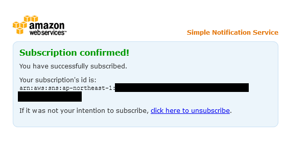 Amazon SNS、サブスクリプションがconfirmed