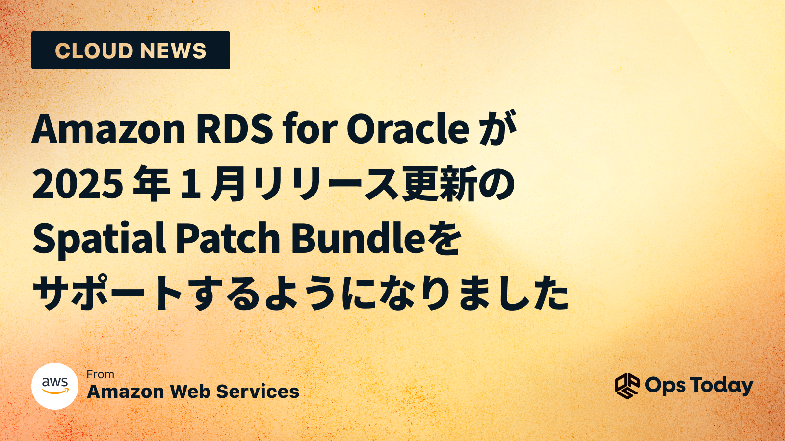 Amazon RDS for Oracle が 2025 年 1 月リリース更新の Spatial Patch Bundle をサポートするようになりました