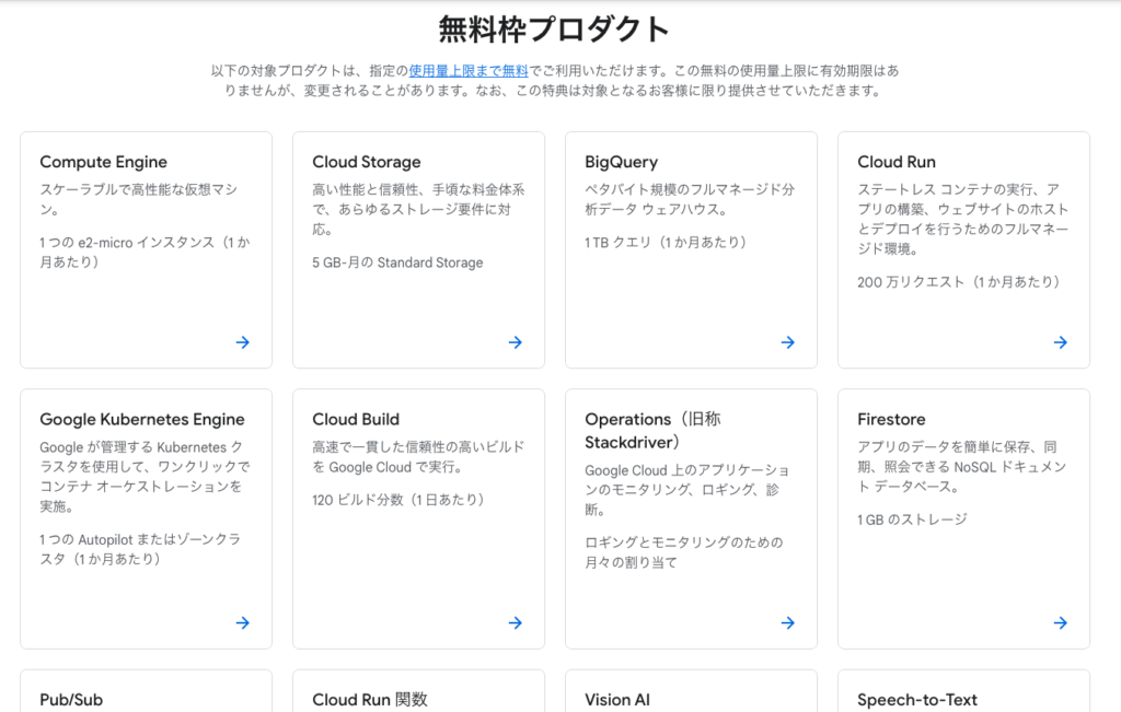 無料枠プロダクト